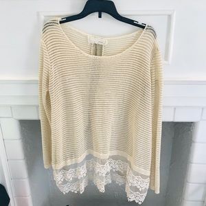 Cream and gold lace bottom shirt